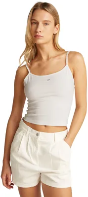 Immagine prodotto di Tommy Jeans, confezione da 2 top da donna, modello Essential Strap Top, in tessuto elasticizzato, multicolore (ecru/sw)