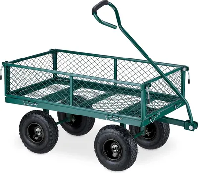 Obrázek produktu pro Bolderkar, praktický vozík pro zahradu, s pneumatikami, nosnost 200 kg, ocelová konstrukce, zelený