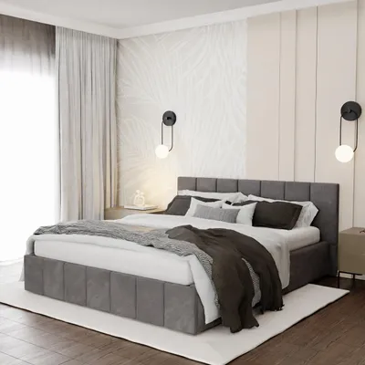 Produktbild von Muralo PREMIUM POLSTERBETT für Schlafzimmer Polsterbett mit Bettkasten und Gasdruckfeder Bett mit Polsterkopfteil Doppelbett 140x200 Bett mit Stauraum Graphit