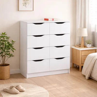 Immagine prodotto di Ponzone - Cassettiera, 80x40x91h cm Bianco, 8 Cassetti