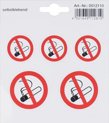 Produktbild von Aufkleber Set Rauchverbot" rund 5-tlg"