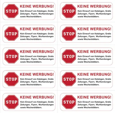 Produktbild von notlok Safety Work - 10x - Verbotsschild - Keine Werbung - 6x2cm | Aufkleber | Aufkleber Keine Werbung Briefkasten