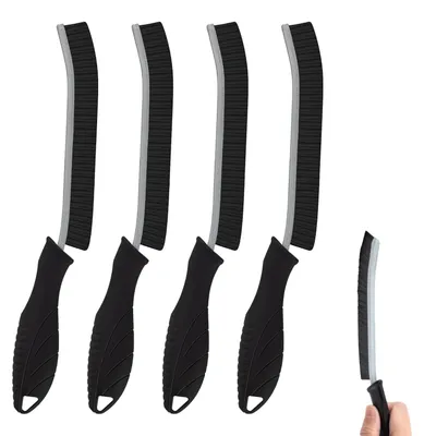 Image de 4 brosses d'angle noires avec manche plat, idéales pour le nettoyage des salles de bain et des cuisines