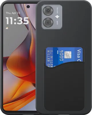 Immagine prodotto di Adatto per Motorola Moto G75 Custodia del telefono con supporto per schede in silicone - Custodia flessibile in silicone TPU con slot per schede in silicone - Nero - Smartphonics