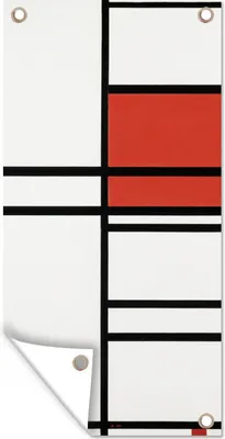 Produktbild von MuchoWow® 30x60 cm Outdoor-Poster Gartendeko Sichtschutz Garten Poster für den Garten  Komposition mit Rot und Weiß - Piet Mondrian