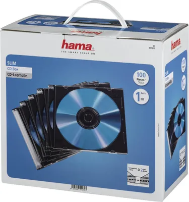 Image de Hama - Boîtier Jewel fin pour CD de stockage - capacité : 1 CD - transparent-noir (pack de 100) (51270)