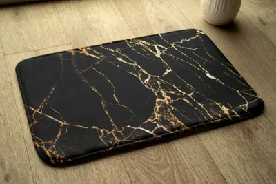 Produktbild von Badteppich Saugfähige - Badezimmer Teppich - Rutschfester Badvorleger Badematte - 75x45 cm - Marmor-Muster