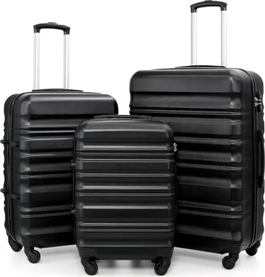 Produktbild von Hartschalenkoffer Trolley-Koffer Reisekoffer mit TSA-Schloss und 4 Rollen, schwarz, Rollkoffer
