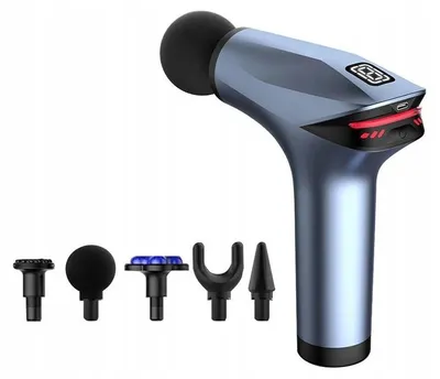 Zdjęcie produktu dla Verk 24577 Pistolet do masażu 30W, 5x nasadka, niebieski