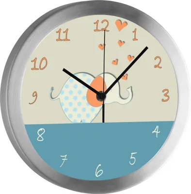 Produktbild von Funkuhr, Kinder Wanduhr, Kinderuhr, Kinderzimmer  Elefant orange blau