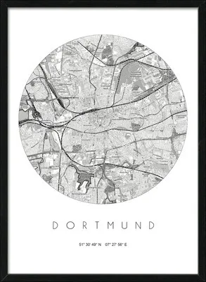 Produktbild von Gerahmtes Bild Dortmund Landkarte 53x73 cm