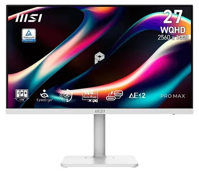 Produktbild von MSI PRO MAX 271QPHW E14, 68,6 cm (27"), 2560 x 1440 Pixel, Wide Quad HD, LCD, 4 ms, Weiß