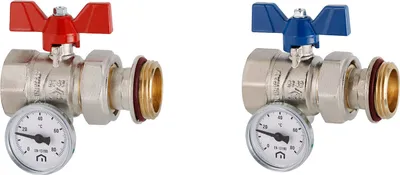 Produktbild von Emmeti Heizkreisverteiler Kugelhahn 1" (DN20) mit Thermometer Durchgang