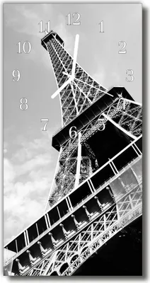 Produktbild von Tulup Glasuhr Wanduhr Küchenuhr Echt-Glas 30x60 Eiffeltower  Grau