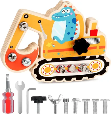 Produktbild von Montessori Spielzeug Bagger, Holz Schraubbrett, 3 Jahre, edukativ, für Kinder