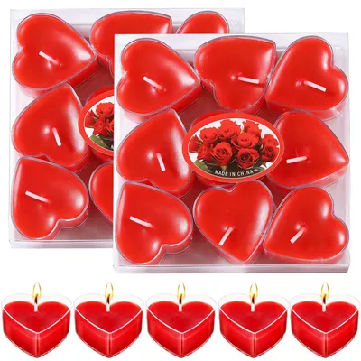 Teelichter, Herzform, Rot, 4 cm, 18 Stück, für Feste