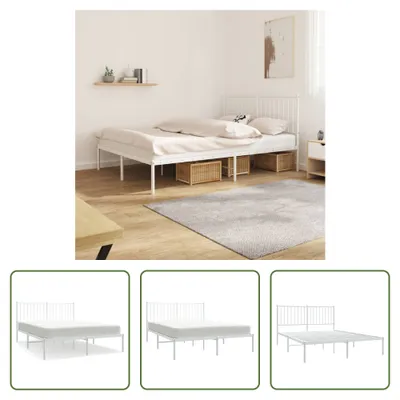 Produktbild von The Living Store Bettgestell mit Kopfteil Metall Weiß 140x200 cm