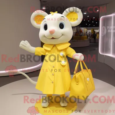 Produktbild von Zitronengelbes REDBROKOLY Maus-Maskottchenkostüm mit A-Linien-Rock und Handtaschen