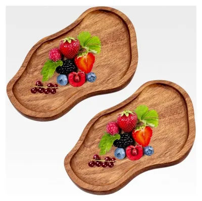 Produktbild von Holztabletts, 2 Stück Unregelmäßige Servierplatten in Wolkenform, Ästhetische Schmuckschalen für Snacks, Kerzen, Schmuck und Heimdekoration