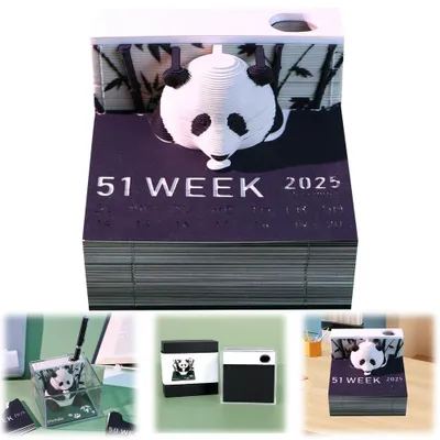Zdjęcie produktu dla Elzusha - Kreatywny notes 3D z motywem pandy i funkcją kalendarza