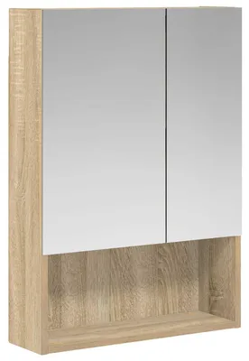 Image de Armoire de salle de bain avec miroir et porte vidaXL, chêne Sonoma, 50 x 14,5 x 70 cm
