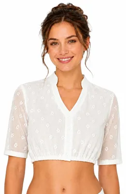 Produktbild von Damen Dirndlbluse "Marisa" mit Spitze und Stehkragen | Creme Größe: 32