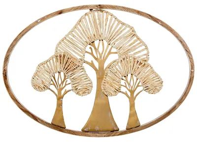 Wanddeko Bäume aus Holz und Metall, 46x3x66 cm