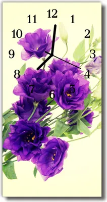 Produktbild von Tulup Glasuhr Wanduhr Küchenuhr Echt-Glas 30x60 Blumen Lila