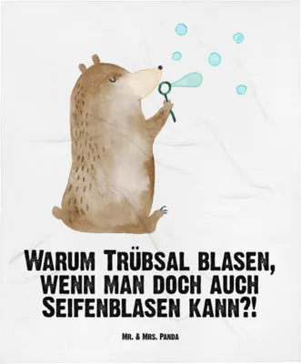 Produktbild von Mr. & Mrs. Panda Kinderwagendecke Bär Seifenblasen - Weiß - Geschenk, Teddy, Babydecke, Schmusedecke, Plaid, Schlummerdecke, Fleecedecke, Kinderdecke