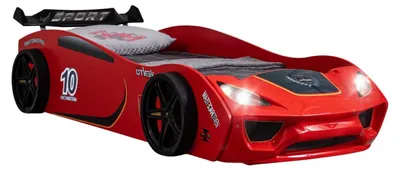 Produktbild von Autobett TURBO V2 Kinderbett im Rennwagen-Design mit Lattenrost Farbe Rot
