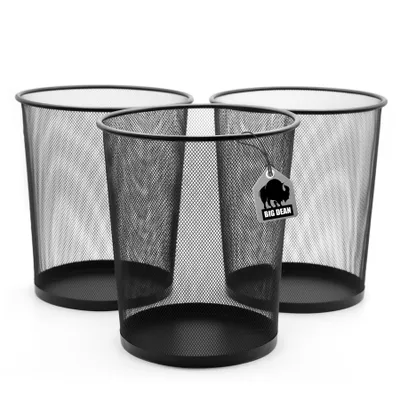 Produktbild von BigDean 3 Stück Papierkorb Mülleimer schwarz 20L Draht - Mülleimer Büro - hochwertiger Papiereimer für Zuhause & Büro