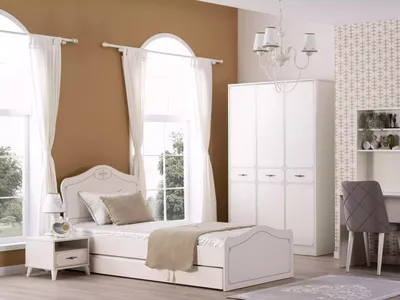 Produktbild von Garnitur Bett Jugendbett Funktionsbett Ausziehbares Set 5tlg Holz Weiß