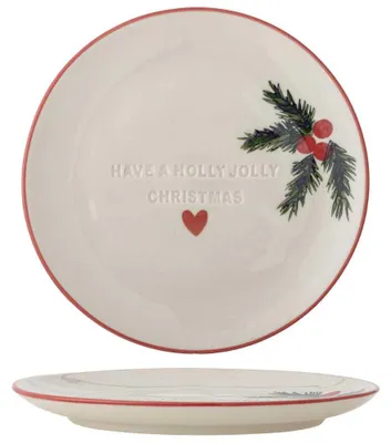 Produktbild von Bloomingville Teller JOVIDA Weihnachtsteller mit HERZ und Tannenzweig 16 cm