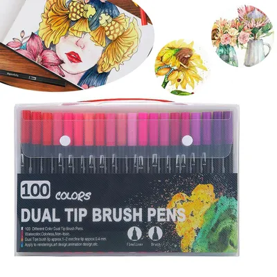 Produktbild von Dual Brush Pens, 100 Farben, Filzstifte mit Doppelspitze, für Student und Erwachsene