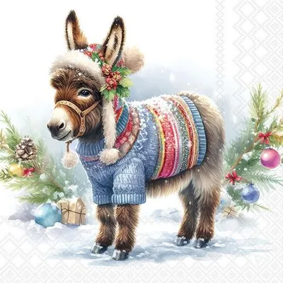 Produktbild von 20 Servietten Wooly Donkey - Niedlicher Esel mit Wollbekleidung 33x33cm