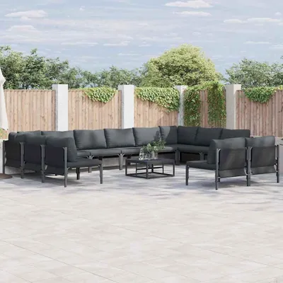 Productafbeelding van Maison Exclusive - Tuinset met 12 stuks, zwarte stalen tuinstoelen