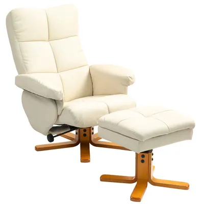 Image de Fauteuil - Fauteuil de relaxation - Fauteuil pivotant - Fauteuil de repos - Couleur crème - Dossier inclinable à 145°