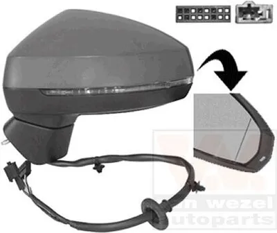 Produktbild von VAN WEZEL 0337817 Außenspiegel Seitenspiegel Links für AUDI A3 Limousine (8VS, 8VM) Asphärisch Beheizt Grundiert