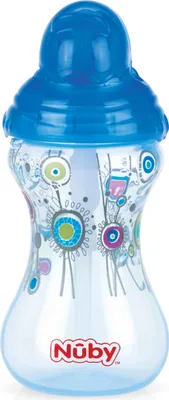 Produktbild von Nuby Flip-It Becher mit auslaufsicherem Strohhalm, Blau