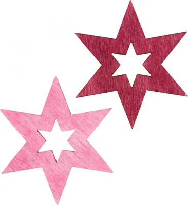 Produktbild von Holzsterne Streudeko Weihnachten 72 Stk Lila Rosa 4cm, 72 Stück