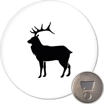 Produktbild von Huuraa Magnet Hirsch Silhouette 59mm Kühlschrankmagnet rund Flaschenöffner Geschenkidee