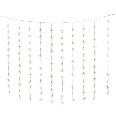 Produktbild von Konstsmide LED Lichtervorhang, 120 Sterne, 120 warm weiße Dioden, 30V Innentrafo, 3,6W, transparentes Kabel- 3703-103