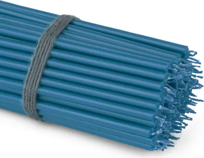 Produktbild von 100x Stabkerzen hellblau Tropf- Rußfrei dünn L 16cm Premium Paraffinwachs 36111