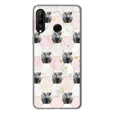 Produktbild von MuchoWow® Handyhülle Schutzhülle Hülle für Huawei P30 Lite Schottischer Highlander - Muster - Gold Silikon Softcase Handy Hülle - Handyhülle