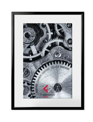 A framed picture of mechanical gears.