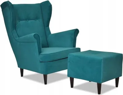 Produktbild von Family Meble Ohrensessel mit Hocker Ari II Relaxsessel Skandinavisch Loungesessel Fernsehsessel Für Wohnzimmer Esszimmer Schlafzimmer Büro (AMORE 66)