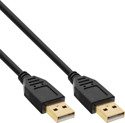 Image de InLine® 34330S Câble USB 2.0, A à A, noir, contacts or, 3m