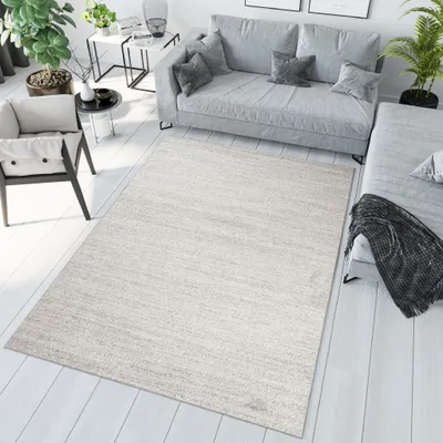 Immagine prodotto di Tappeto soggiorno camera da letto a pelo corto moderno design screziato crema grigio chiaro ÖKOTEX 60 x 100 cm