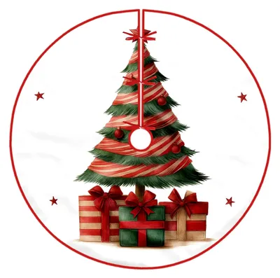 Produktbild von Weihnachtsbaumrock aus rotem Samt, festliche Dekoration für Zuhause und Büro, 122 cm