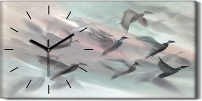 Produktbild von Dekor Leinwand Uhr Wandbilder 60x30 Gemälde Abstrakte Tier Vögel Kunst - schwarze Hände